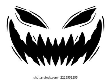 Evil scary face silhouette character illustration.