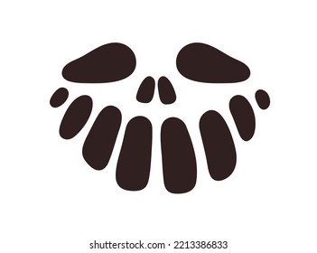 Evil scary face stencil for Halloween carving. Creepy spooky happy smiling monster silhouette with laughing expression. Helloween character. Flat vector illustration isolated on white background