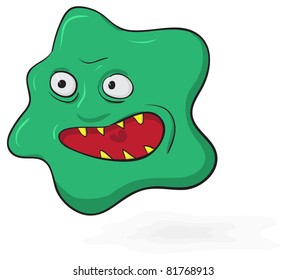 Evil scary green microbe - funny vector illustration eps8