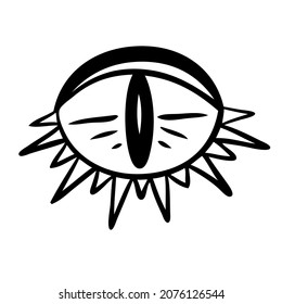 Símbolo del ojo de la visión del mal. Emblema místico oculto, diseño gráfico.