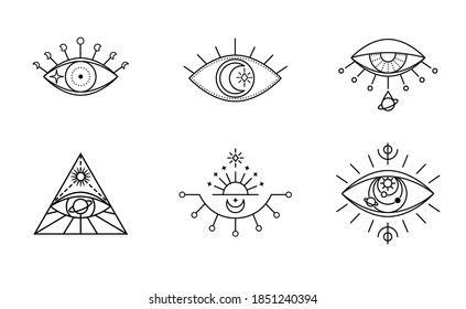 Evil Seeing Eye Symbol Set Occult Stock Vector (Royalty Free ...