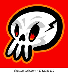Evil skull bony head cartoon illustration