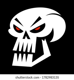 Evil skull bony head cartoon illustration