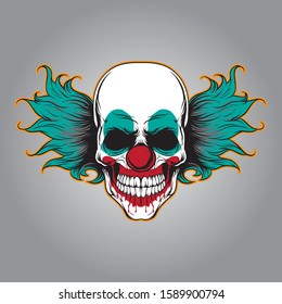 the evil skull clown illustration