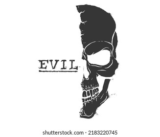 Evil skull demon face head print