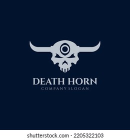 Evil Skull of Demon vector design. For mascot logo design in vintagestyle, mascot logo template.