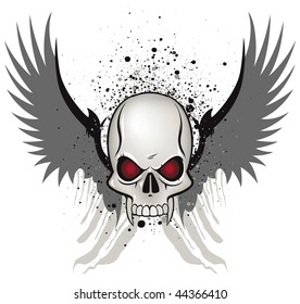 Evil skull emblem on white background