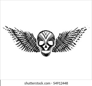 Evil skull emblem on white background