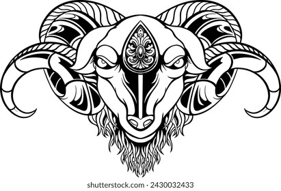 Evil Skull Head Goat illustration