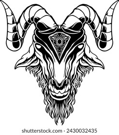 Evil Skull Head Goat illustration
