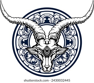 Evil Skull Head Goat illustration