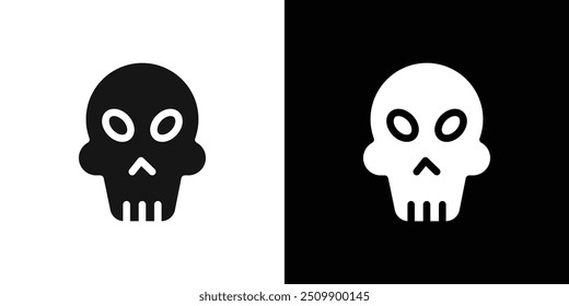 Evil skull icon Black line art vector logo set