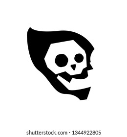 evil skull icon on white background