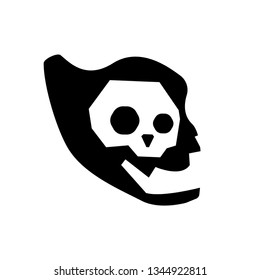 evil skull icon on white background