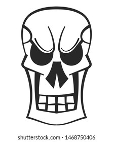 Evil Skull Logo. Hand Drawn Vector Illustration For Your Design And Needs