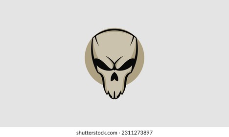 plantilla vectorial abstracta del logotipo de la cabeza de la máscara de cráneo malvada
