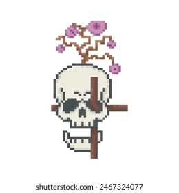 Evil skull monster, pixel art character