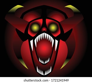 EVIL SKULL WITH RED AND BLACK COLOR AND GRADIENT BACKGROUND