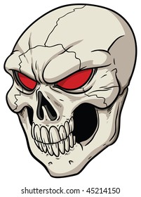 Calavera malvada con ojos rojos.
