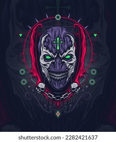 evil skull with a sly smile