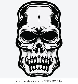 Evil Skull Vector Illustrations Black and White