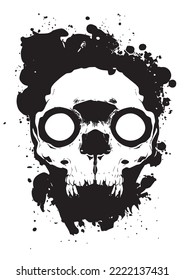 Evil skull vector. Scull for t-shirt or poster design. Hipster insignia concept. Rorshark style scull icon illustration.