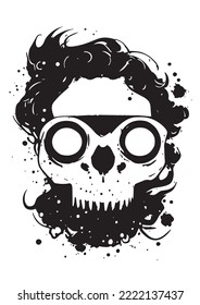Evil skull vector. Scull for t-shirt or poster design. Hipster insignia concept. Rorshark style scull icon illustration.