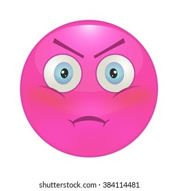 Evil smiley pink. Vector illustration
