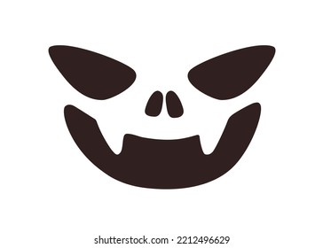 Evil smiling face stencil for Halloween holiday. Horror character laughing, mocking with scary emotion, expression. Creepy spooky laughter. Flat vector illustration isolated on white background