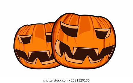 evil smiling halloween pumpkin vector illustration isolated white background