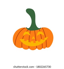 Evil smiling pumpkin for Halloween. Creepy scary pumpkin is a symbol of the Halloween holiday. Vector flat illustrations