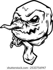 Evil snowman illustration. Badass Snowman illustration.