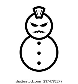 Evil snowman. Vector icon. Isolated on white.