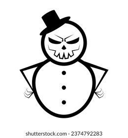 Evil snowman. Vector icon. Isolated on white.