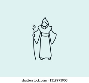 Evil sorcerer icon line isolated on clean background. Evil sorcerer icon concept drawing icon line in modern style. Vector illustration for your web mobile logo app UI design.