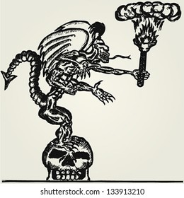 An evil spirit with a torch