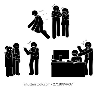 Conjunto de Ilustração Plano de Stickman Malvado