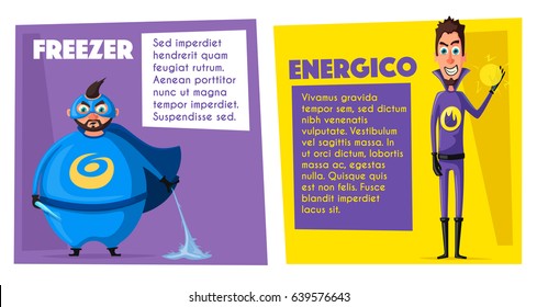 Evil super hero. Characters in uniform. Cartoon vector illustration