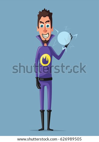 Evil super hero. Mr. Psycho. Cartoon vector illustration