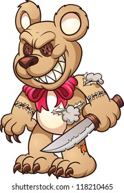 Evil teddy bear. Vector clip art illustration with simple gradients. All in a single layer.
