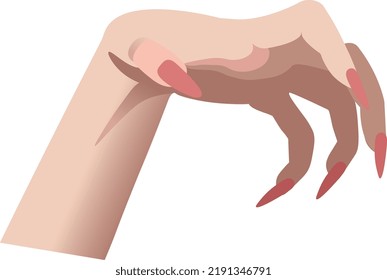 An Evil Tense Hand Of A Woman Vampire With The Large Sharp Pink Nails In Swinging Pose