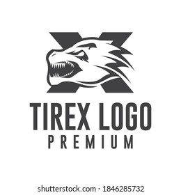 evil tirex dinosaur vector design logo for powerful business