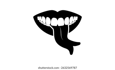 evil tongue symbol, black isolated silhouette