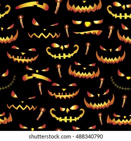 Evil toothy ugly faces pattern