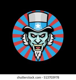 Evil Uncle sam mascot vector logo design. Angry agression