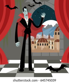 evil vampire dracula in castle