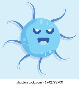 Evil virus cartoon over a colored background - Vector