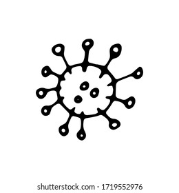 evil virus in doodle style vector illustration isolated on white background. dangerous coronavirus, cartoon virus with angry emotions. covid-19.