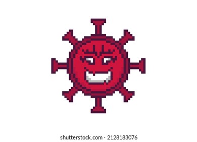 Evil virus illustration in pixel art style