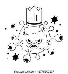Evil virus vector illustration outline style